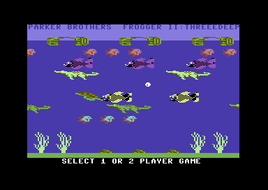 Frogger II: Threedeep title screen for Commodore 64